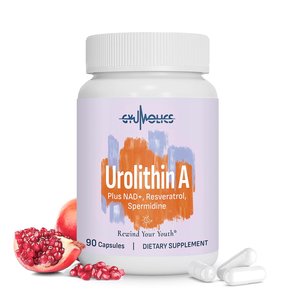 Gyumolics urolithin-a bottle for mitochondrial wellness on the go.