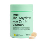 H-PROOF Anytime Drink bottle and tablets for post-drink metabolism support.