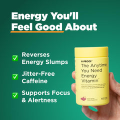 Ingredient panel close-up highlighting B vitamins and caffeine blend for energy support.