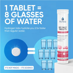 H2Vida hydrogen tablets raspberry dissolving in water for refreshing hydration