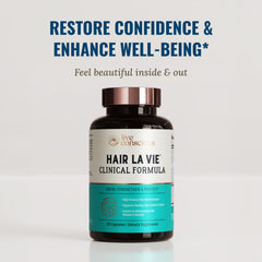 Hair La Vie Live Conscious Clinical Formula bottle side view with 2-pack option.