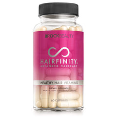 Hairfinity Hair Vitamins bottle front shows vegan formula for hair health support