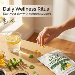 Hairhalo Resilla Softgels ingredients blend emphasizing oregano and black seed oil synergy.
