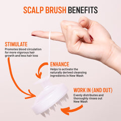 Hairstory Massaging Scalp Brush in shower for daily scalp care.