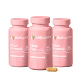 HAIRtamin MOM bottle with capsules supports prenatal hair health and overall wellness.