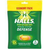 HALLS Defense assorted citrus drops pack on counter for on-the-go immune support