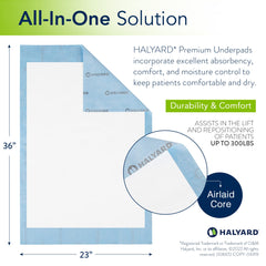 HALYARD Premium Bed Pad airlaid core locks in moisture quickly for protection.