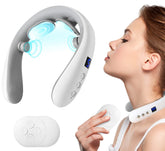 HANASCAR neck massager with heat worn for portable, soothing neck comfort on the go.