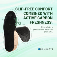 HANDARTE perforated goatskin insole promotes breathability and moisture control.