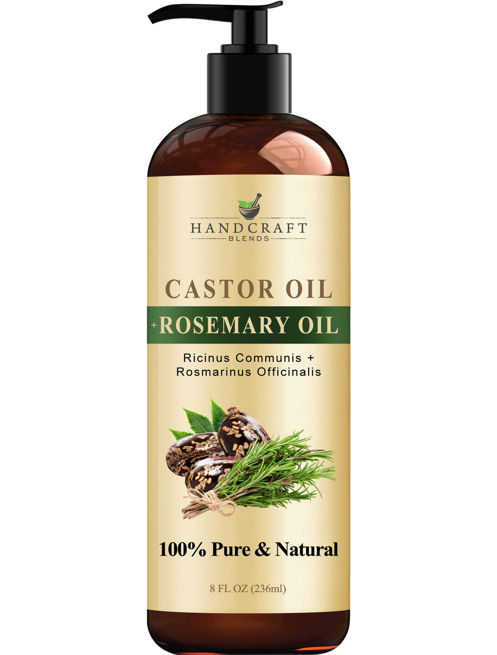 Handcraft Blends castor oil with rosemary bottle for versatile hair care.