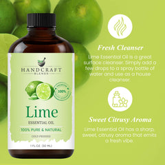Handcraft Blends lime essential oil used in massage oils for calming scents.