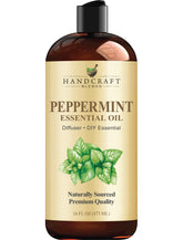 Handcraft Blends Peppermint Oil 16oz bottle showcases bold mint aroma for DIY projects.