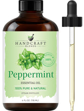 Handcraft Blends Peppermint Essential Oil bottle closeup, showing purity and premium packaging.