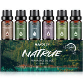 Hanolly sandalwood-rose oil bottle pouring for diffuser aromatherapy and mood enhancement