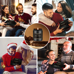 Hanolly Leather & Oud candle, rich scent for masculine spaces.