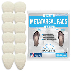 HAPAD metatarsal pads close-up cushioning under the ball of foot for all-day comfort.