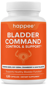 Happee bladder control bottle front for daily bladder support.