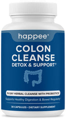 Happee colon cleanser bottle displayed for easy daily use and digestive wellness.