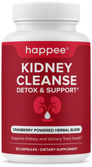 Happee Kidney Cleanse bottle front shows 60 capsules for daily kidney support.