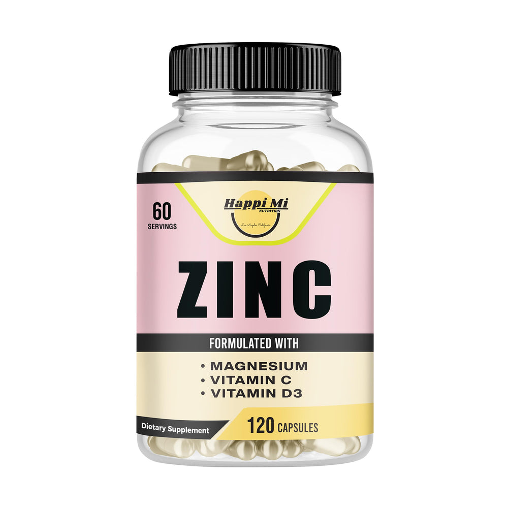 Happi Mi Nutrition zinc bottle pour showing easy immune support on the go