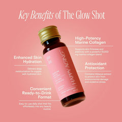 Happy Aging Glow Shot liquid pour highlights quick absorption through liposomal delivery.
