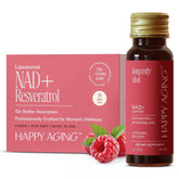 Happy Aging NAD Liquid bottle pouring for daily energy support