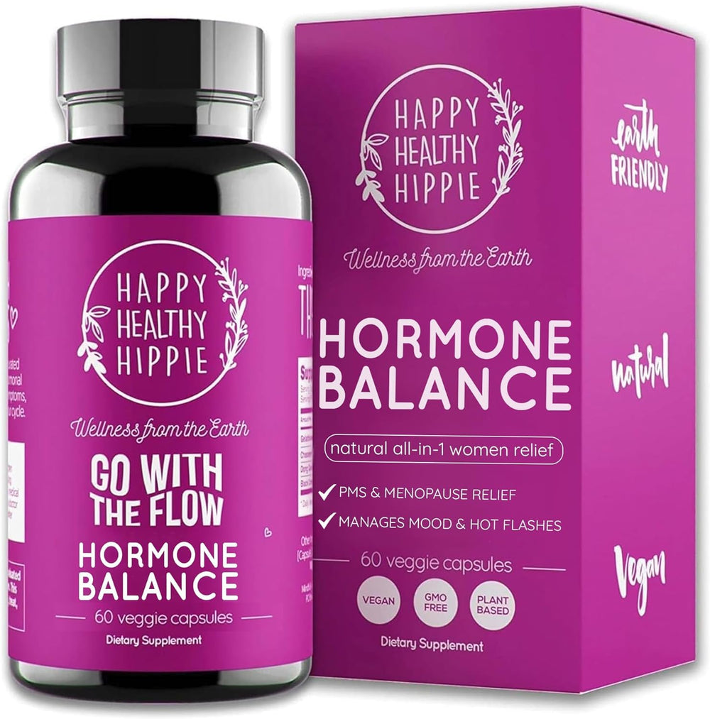 Happy Healthy Hippie Hormone Balance bottle front for daily cycle support.