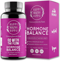 Happy Healthy Hippie Hormone Balance bottle front for daily cycle support.