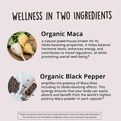Origin label emphasizes Peru-sourced maca root heritage and quality.