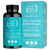 Happy Healthy Hippie Zen Again bottle promotes calm energy during busy days.