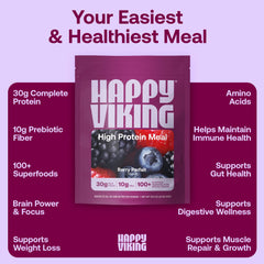 Happy Viking vegan gluten-free ingredients display highlighting clean nutrition