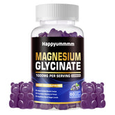 Happyummmm Magnesium Glycinate Gummies blueberry bottle for daily calm support.
