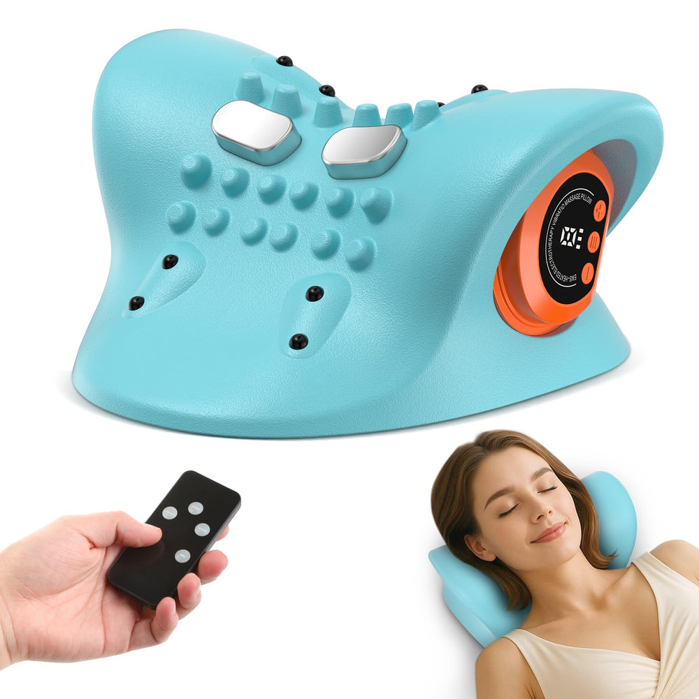 HarrFlow neck massager showcasing heat therapy for soothing neck tension.