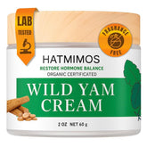 HATMIMOS Wild Yam Cream bottle highlights premium packaging and daily hydration for sensitive skin.
