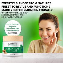 HATMIMOS Wild Yam Cream jar shows creamy texture ideal for fast absorption and non-greasy feel.