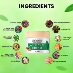 HATMIMOS Wild Yam Cream skin application shows easy massage and quick absorption.