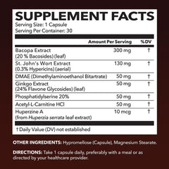 HAVASU NeuroIGNITE bottle-label highlighting Bacopa and St. John’s Wort for memory support.