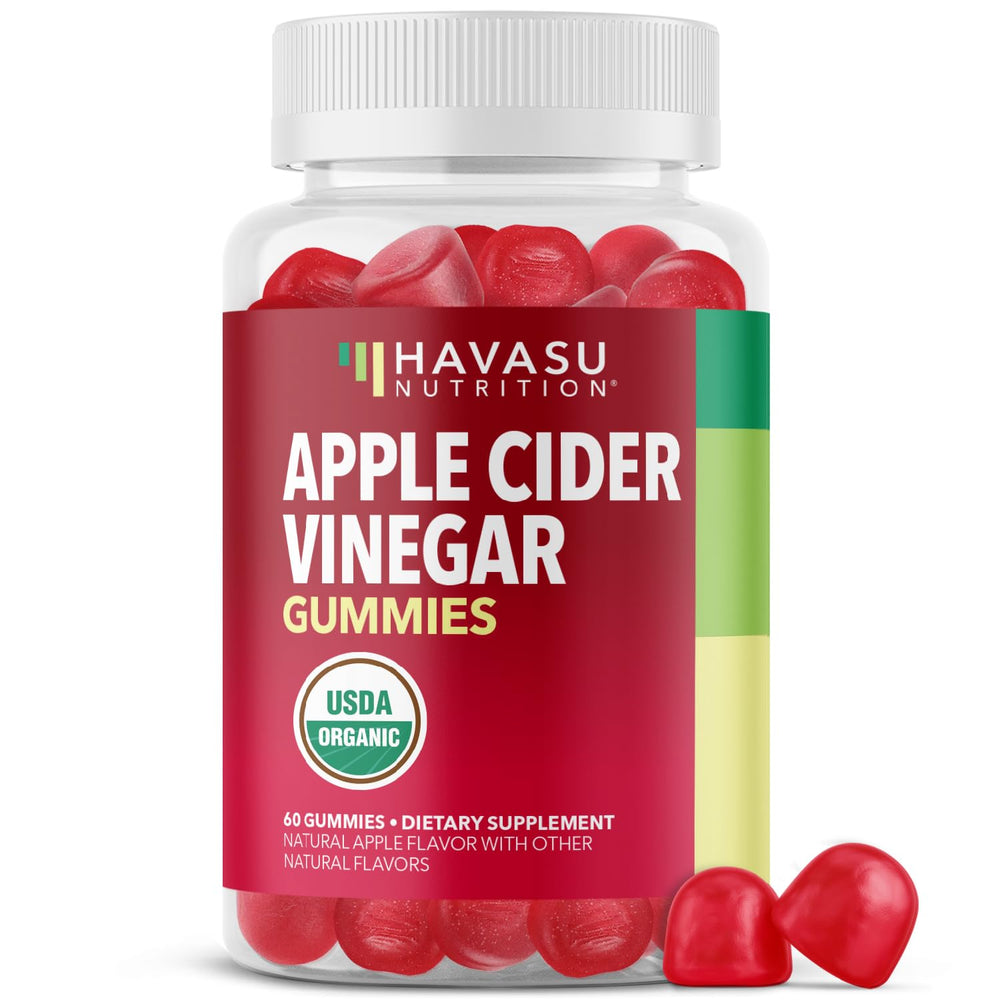 HAVASU Nutrition Apple Cider Vinegar Gummies bottle showing 60 gummies for daily gut support