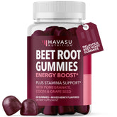 Havasu Nutrition Beet Root Gummies bottle with CoQ10 and Pomegranate for energy support