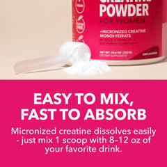 HAVASU NUTRITION Creatine for Women powder mixing into a smoothie for recovery.