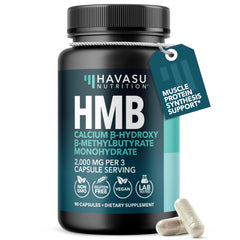 HAVASU Nutrition HMB Capsules bottle front showing 2000mg per serving.