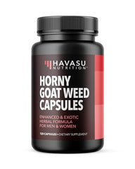 Havasu Nutrition Horny Goat Weed capsules closeup showing compact daily use.