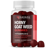 HAVASU Nutrition horny goat weed gummies raspberry bottle for convenient energy support.