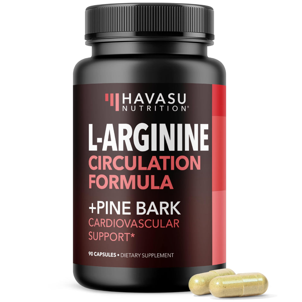 HAVASU NUTRITION L-Arginine bottle showing endurance support for workouts