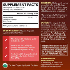 HAVASU NUTRITION Maca liquid drops being dosed for workouts.