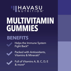 HAVASU Nutrition multivitamin gummies berry-flavored and appealing for daily use.