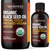 HAVASU NUTRITION Organic Black Seed Oil bottle for daily immune support.