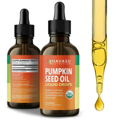 HAVASU NUTRITION pumpkin seed oil bottle promoting hair health