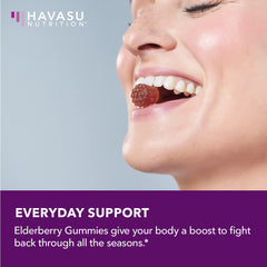 Berry flavor closeup of HAVASU Sambucus Elderberry Gummies