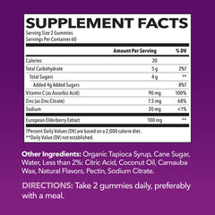 HAVASU NUTRITION Sambucus Elderberry Gummies bottle back with supplement facts